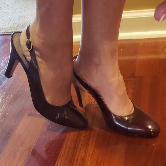 GIVENCHY Chaussures Slingback Heels Brown EUC VTG - Picture 13 of 16